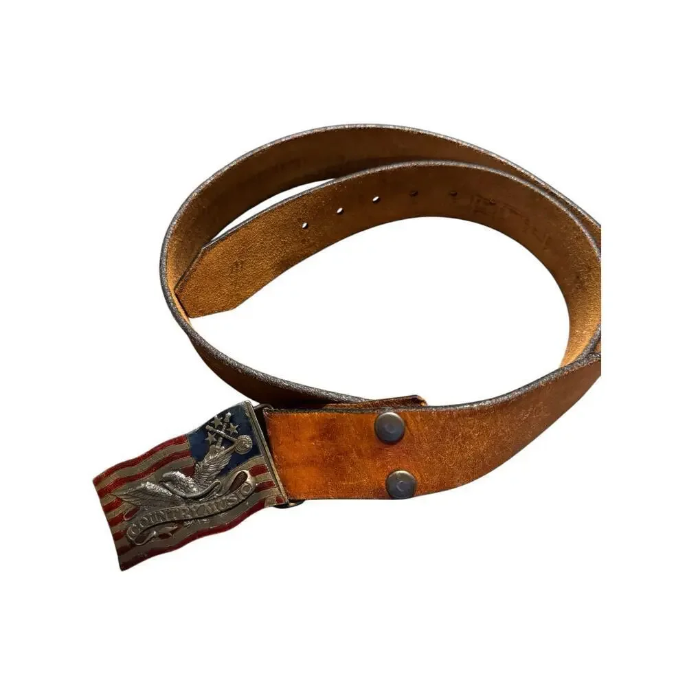 American Flag & Eagle Leather Belt